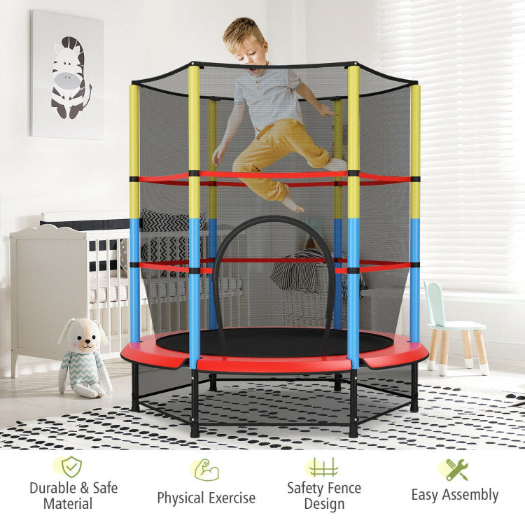 55-Inch Kids Trampoline Recreational with Safety Enclosure Net