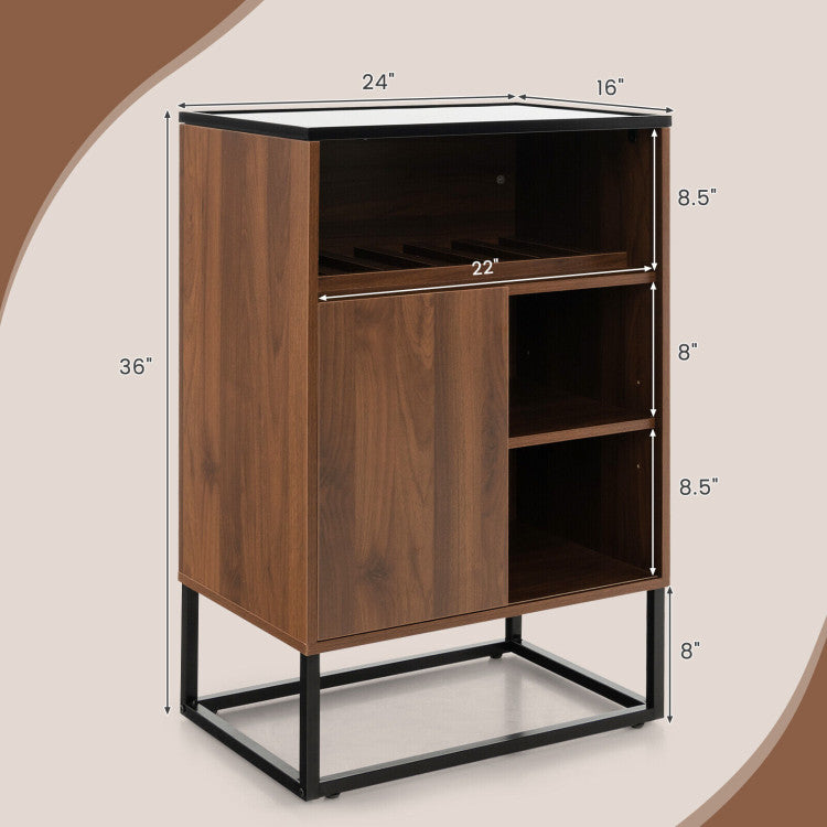 Wine Storage Cabinet Buffet Sideboard with Adjustable Shelf and Sliding Door