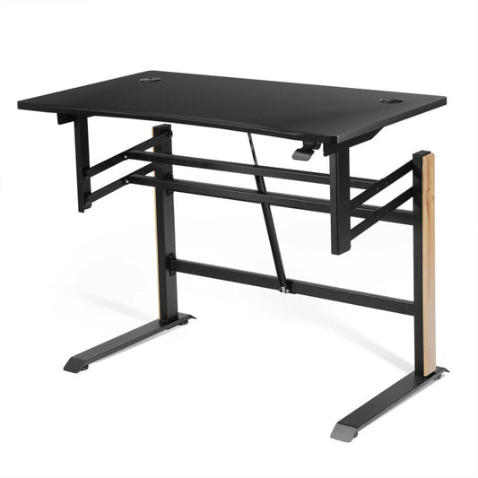 Pneumatic Height Adjustable Gaming Desk with Power Strip Tray