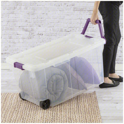 Storage Tote, Clear, Polypropylene, 36 3/4 in L, 21 3/8 in W, 18 in H, 40 gal Volume Capacity