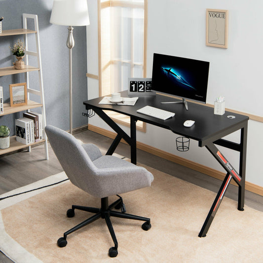 48-inch K-shaped Gaming Desk with Cup Holder and Headphone Hook