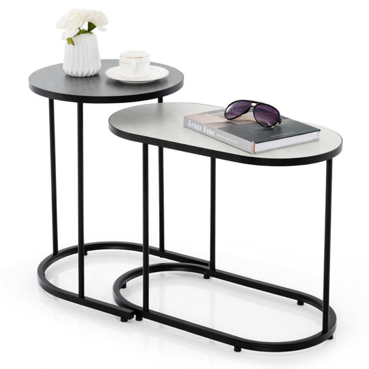 2-in-1 Design Faux Marble Top Tea Table