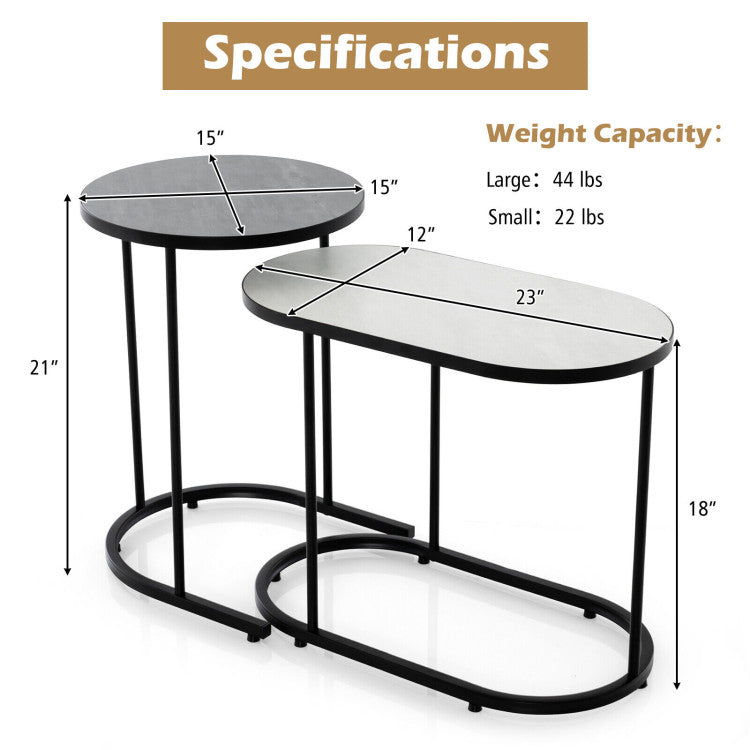 2-in-1 Design Faux Marble Top Tea Table