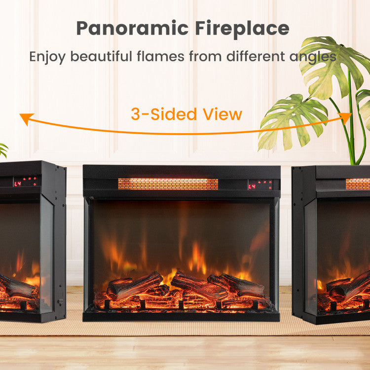 23-inch 3-Sided Electric Fireplace Insert with Remote Control