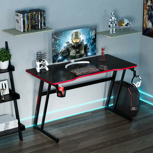 47.5-inch Z-Shaped Computer Gaming Desk with Handle Rack