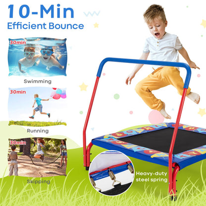 36-Inch Kids Indoor Outdoor Square Trampoline with Foamed Handrail