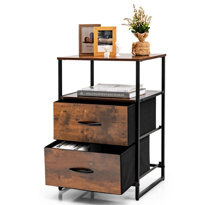Freestanding Cabinet Dresser with Wooden Top Shelves