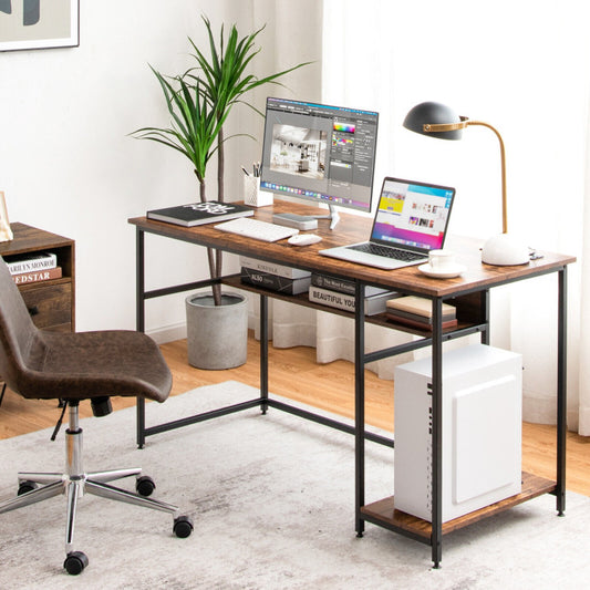 55-Inch Computer Desk with Power Outlets and USB Ports for Home and Office