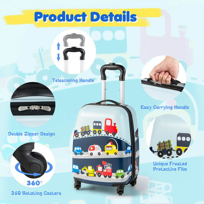 2 Piece Kids Carry-on Luggage Set with 12 Inch Backpack