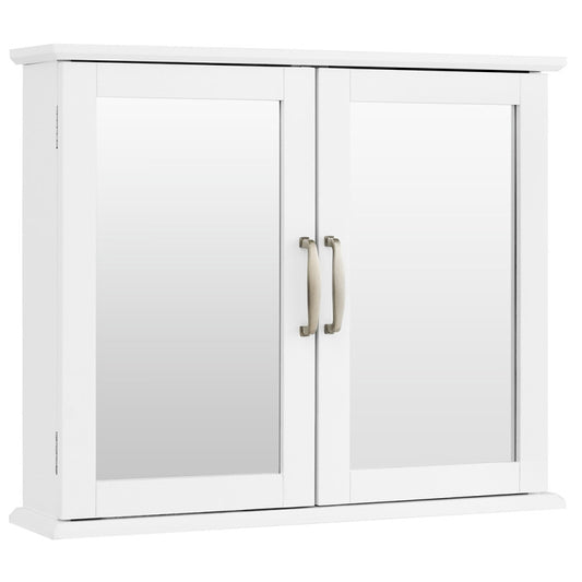 2-Tier Bathroom Wall-Mounted Mirror Storage Cabinet with Handles