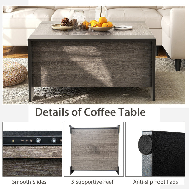 36.5-Inch Coffee Table with Sliding Top and Hidden Compartment