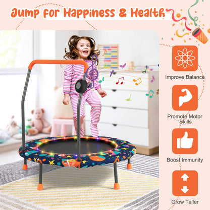 36-Inch Mini Trampoline with Colorful LED Lights and Bluetooth Speaker