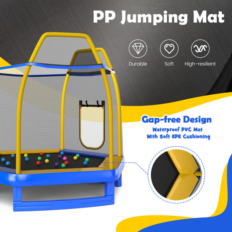 7-Feet Trampoline with Ladder and Slide for Indoor and Outdoor