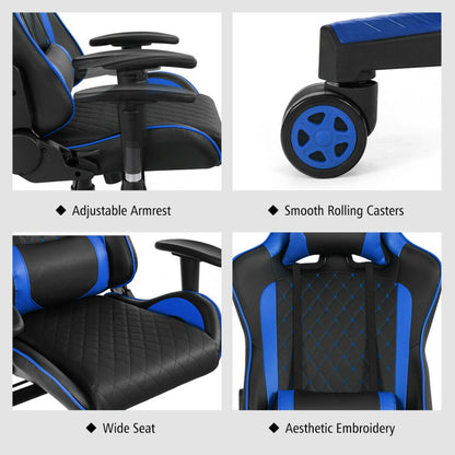 Massage Gaming Chair with Lumbar Support and Headrest
