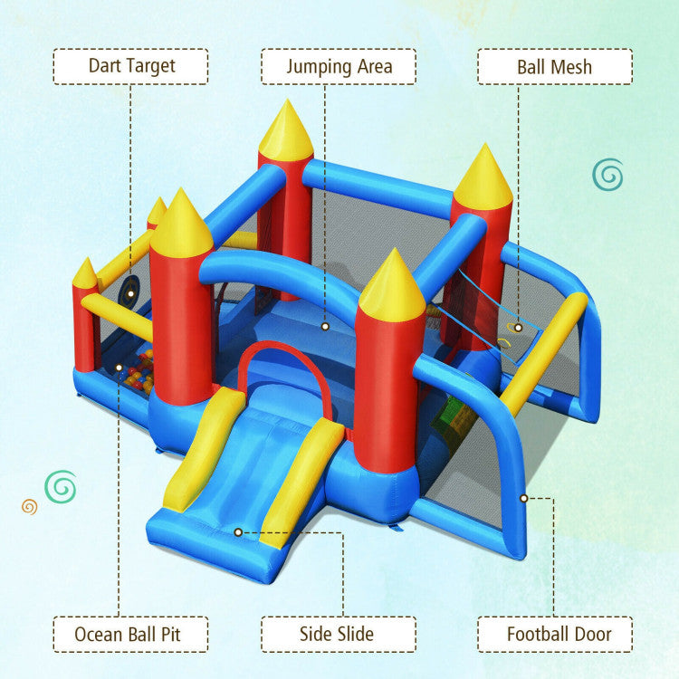 Kids Inflatable Slide Jumping Castle Bounce House with 740W Blower
