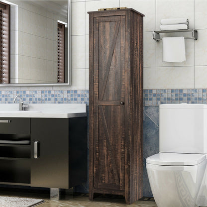 Linen Tower Bathroom Storage Cabinet Tall Slim Side Organizer with Shelf