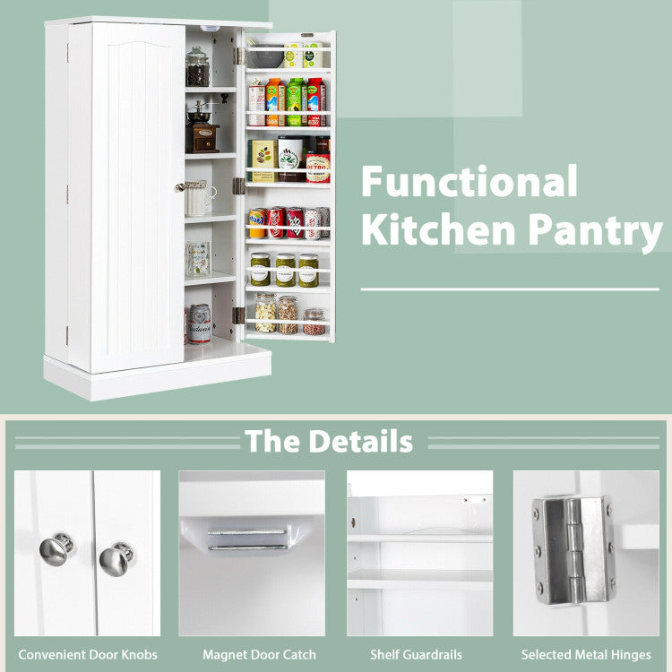 17-Tier Kitchen Pantry Cabinet with 2 Doors and 6 Adjustable Shelves