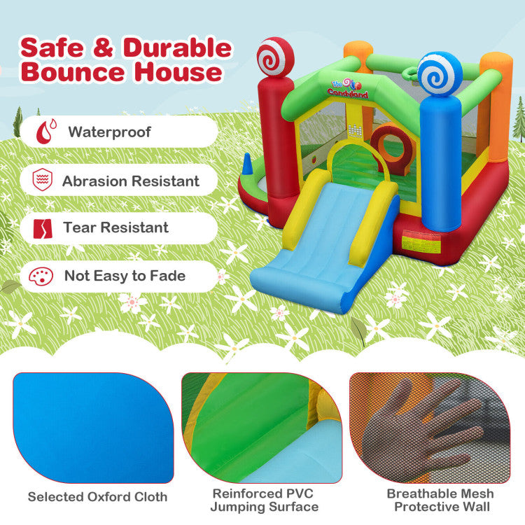 Candy Land Theme Kids Inflatable Bounce House with 735W Air Blower