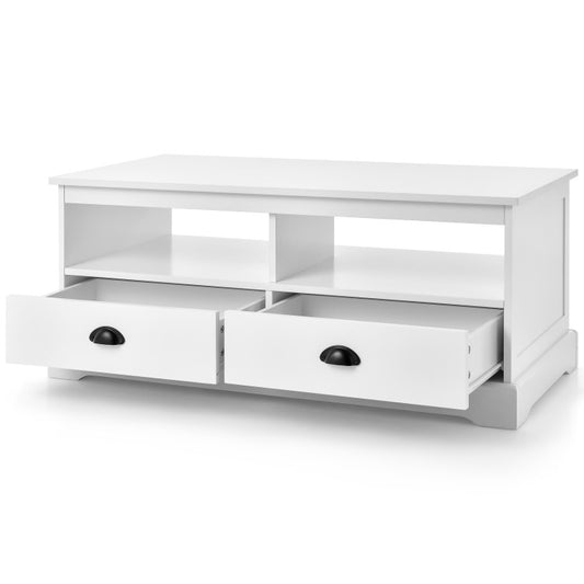 Modern Coffee Table with Drawers and Open Cubies