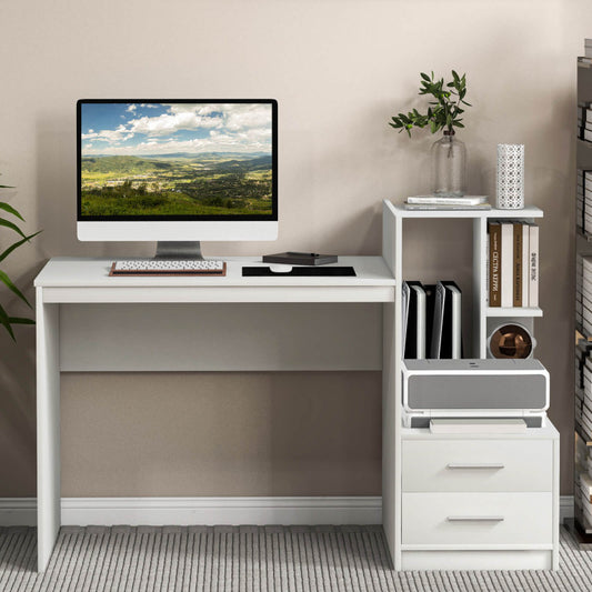 Computer Desk for Home Office with Bookshelf and Drawers