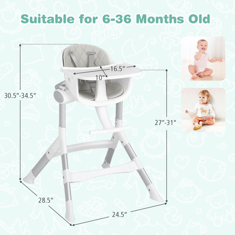 4-in-1 Convertible Baby High Chair with Aluminum Frame
