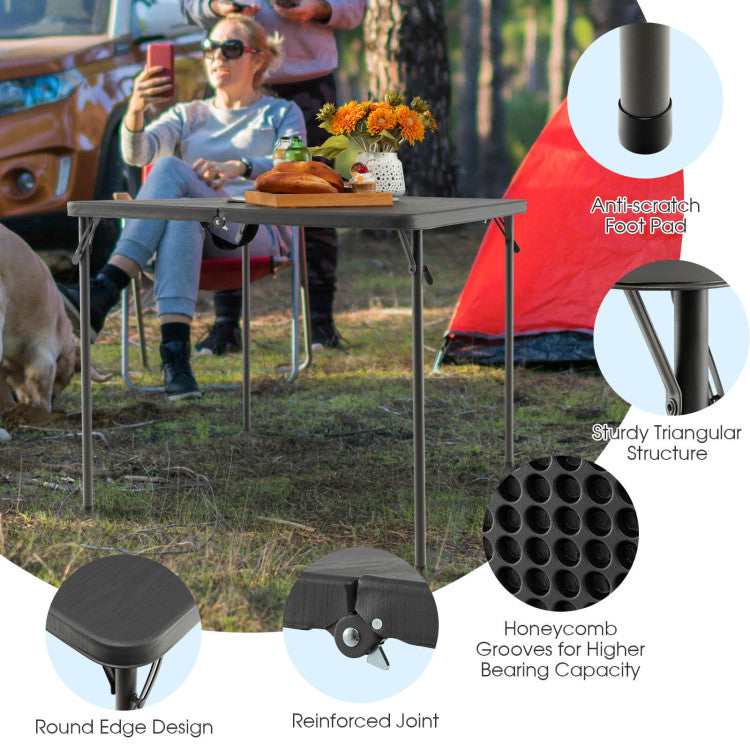 Folding Camping Table with All-Weather HDPE Tabletop and Rustproof Steel Frame