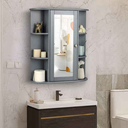 Bathroom Single Door Shelves Wall Mount Cabinet with Mirror