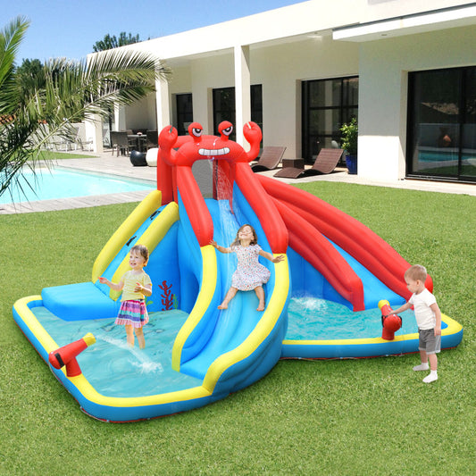 Inflatable Crab Style Bounce House with Water Cannon and 750W Air Blower