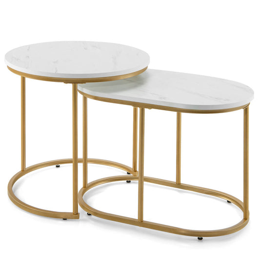 Modern Marble-Look Stacking Nesting Coffee Table Set