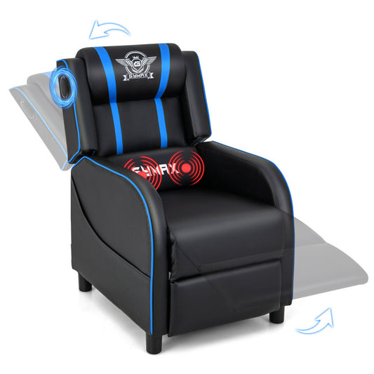 PU Leather Massage Gaming Recliner Chair with Side Pockets