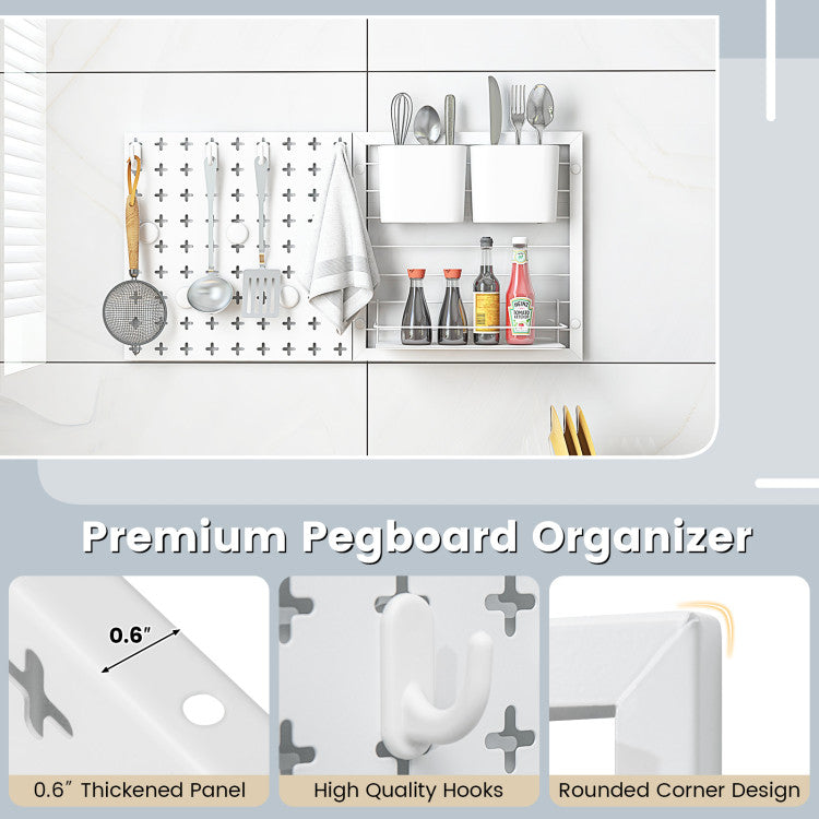 Pegboard Combination Kit Combination Wall Organizer with Magnets and Hooks