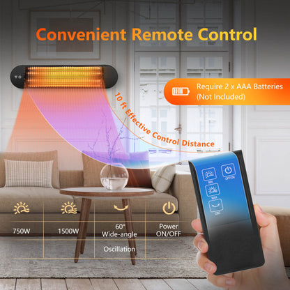 Wall Mounted Infrared Heater with Remote Control