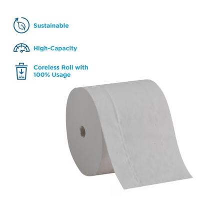 GEORGIA-PACIFIC Toilet Paper - White, 2 Ply, Compact, Coreless, ECOLOGO, Green Seal and USDA Certified Biobased Product, 36 PK, 1000 Sheets per Roll
