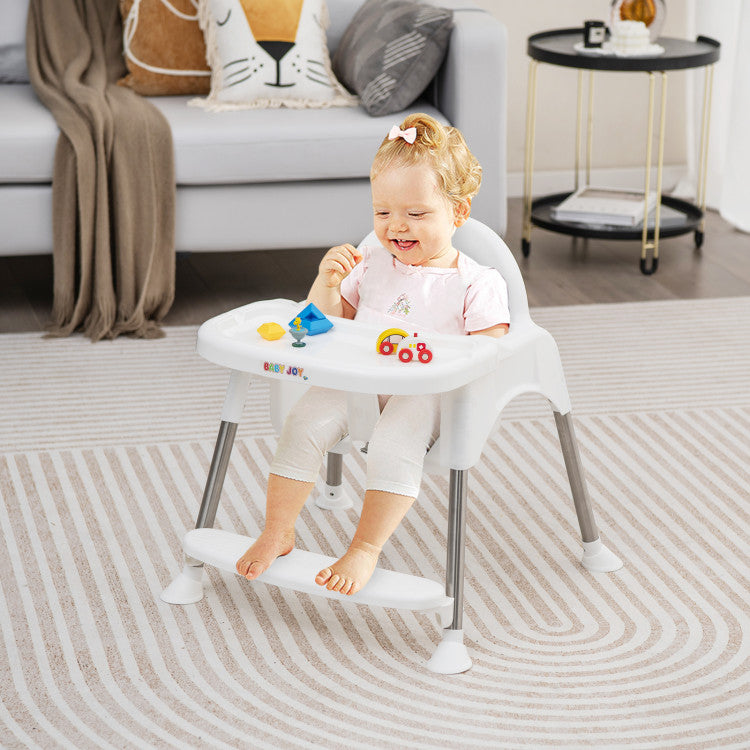 4-in-1 Convertible Baby High Chair with Removable Double Tray
