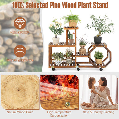 6-Layer Wooden Plant Stand for 8 Pots