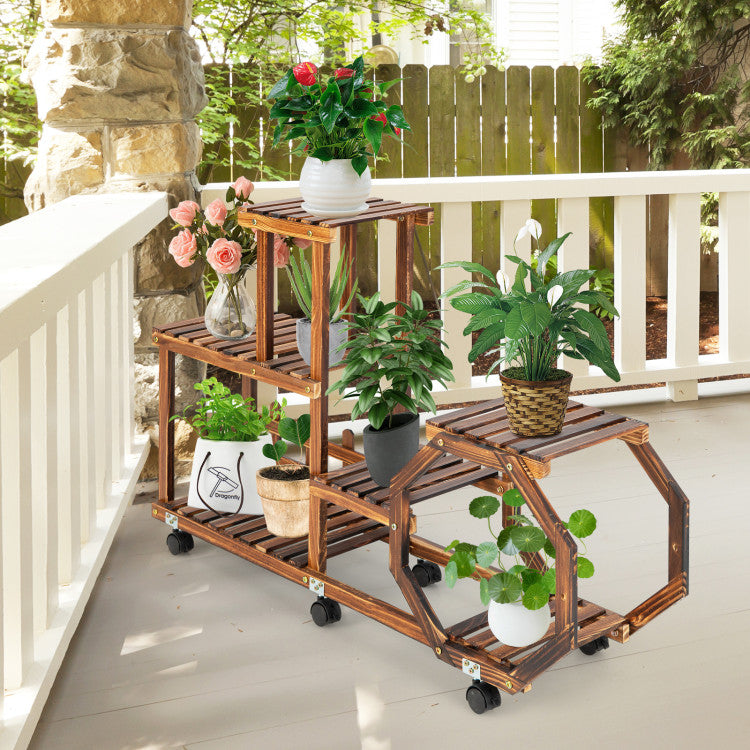 6-Layer Wooden Plant Stand for 8 Pots