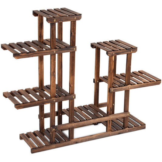 6-Tier Wooden Shelf Storage Plant Rack Stand