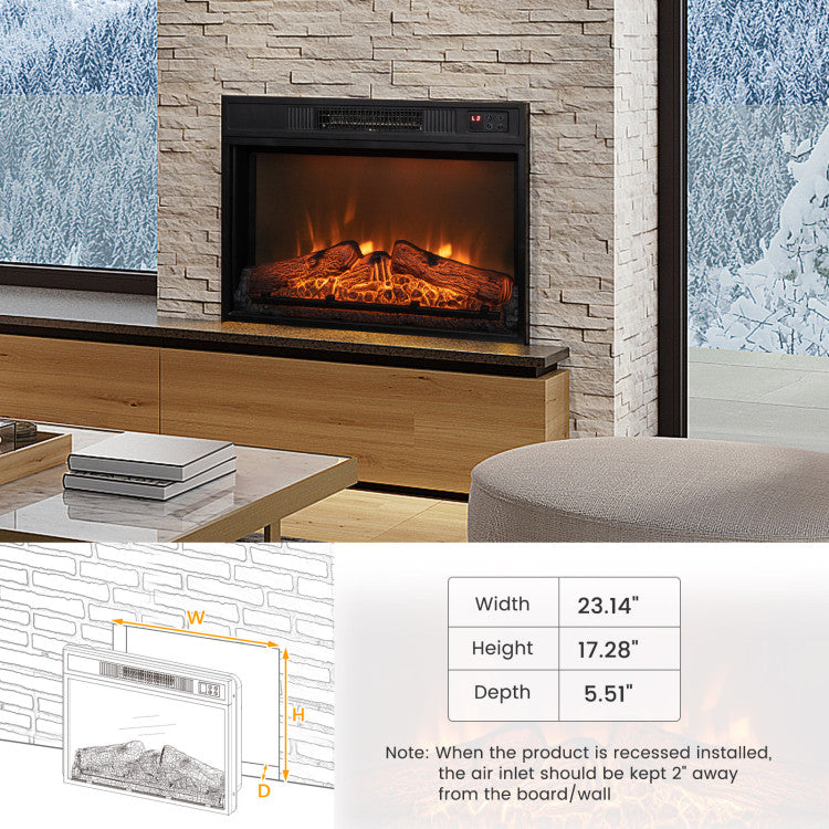Electric Fireplace Inserted with Adjustable LED Flame