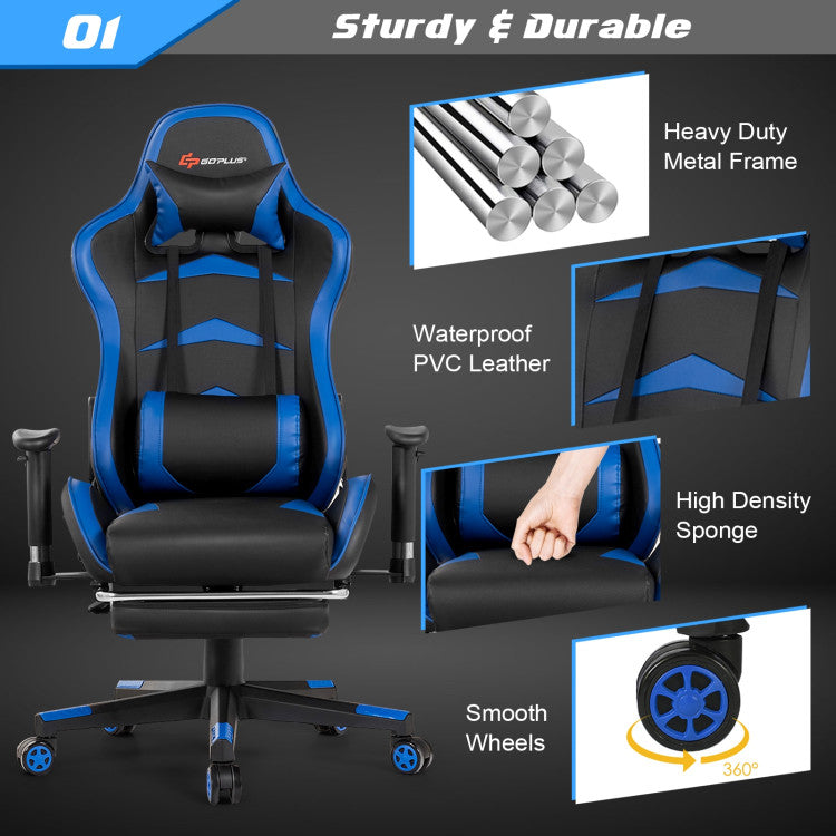 Massage Gaming Chair with Footrest