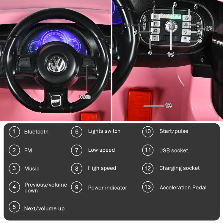 Volkswagen Beetle Kids Electric Ride On Car with Remote Control