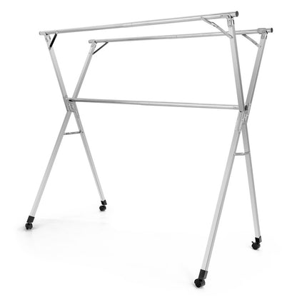 Foldable Steel Clothes Drying Rack with 4 Universal Wheels