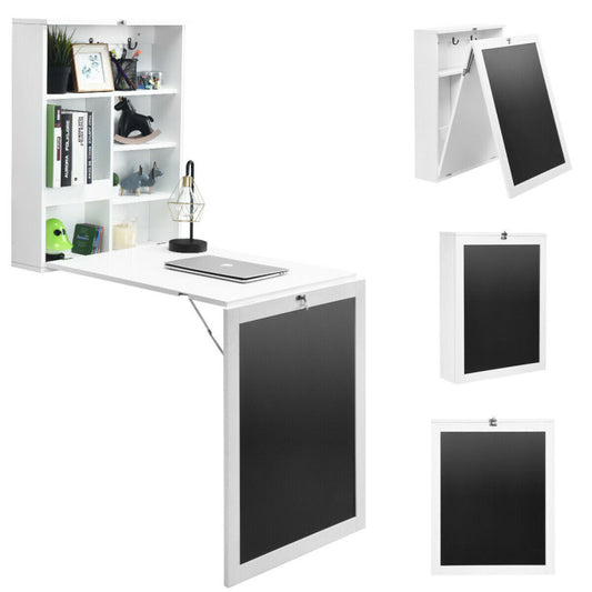 Convertible Wall-Mounted Table with a Chalkboard