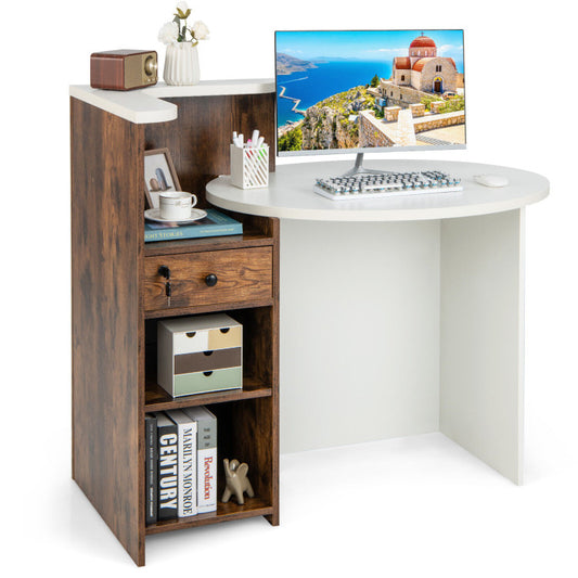 Office Desk with an Open Shelf and Lockable Drawer