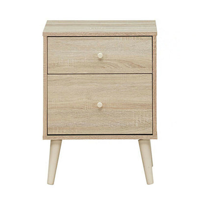 Freestanding Bedside Nightstand  with 2 Storage Drawers and Rubber Legs