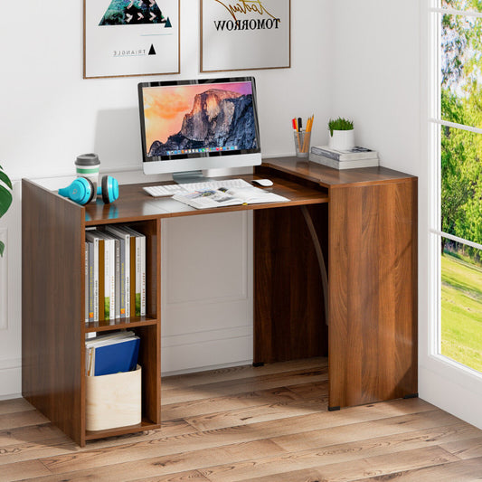 Extendable Computer Desk for Small Spaces with Mobile Shelves