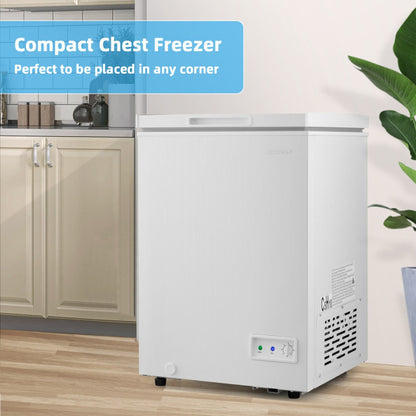 3.5 Cubic Feet Chest Freezer Compact Deep Freezer with Removable Storage Basket
