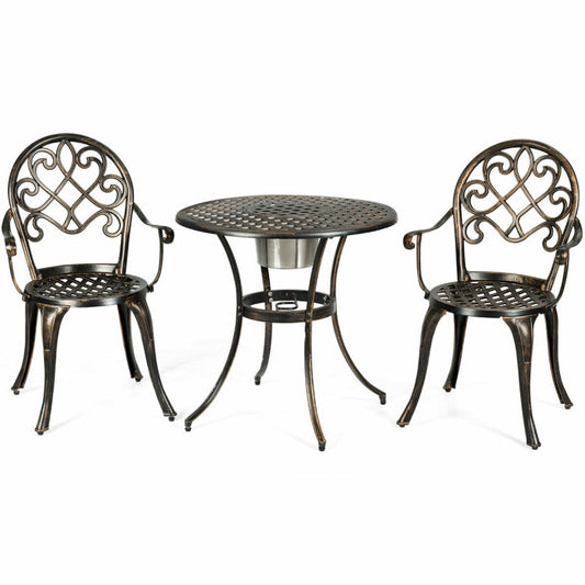 3-Piece Outdoor Set Patio Bistro with Attached Removable Ice Bucket
