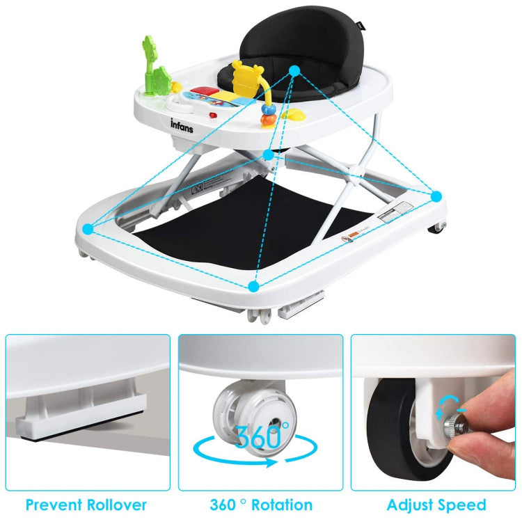 3-in-1 Foldable Adjustable Height Baby Walker Bouncer