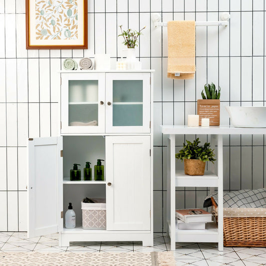 Bathroom Floor Storage Locker Kitchen Cabinet with Doors and Adjustable Shelf