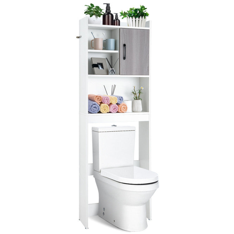 4-Tier Space-saving Toilet Storage Cabinet with Open Shelves